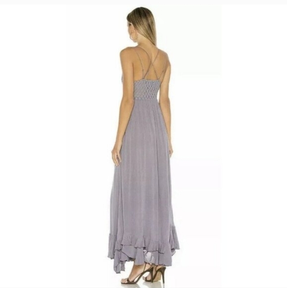 Free People Adella Maxi Lace Slip Dress In Lavender Sz Large - Picture 5 of 12